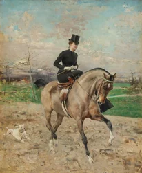 Rytterinne. Alice Régnault til hest, 1878.