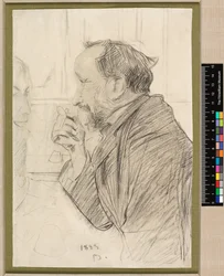 Portrett av Edgar Degas ved et kafébord