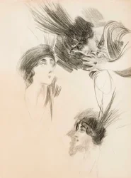 Tre studier for Portrettet av Dora di Rudinì Labouchere.