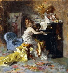 Kvinne ved et piano