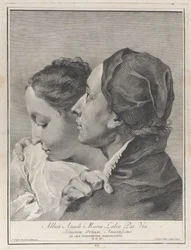 En ung mann som omfavner en jente, 1743.