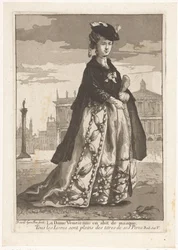 Den venetianske damen La Dame Venitienne en habit de masque (tittel på objekt) Diverse portretter (serietittel)