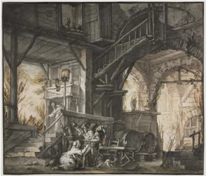 Teaterscene, ca. 1775–1776 (akvarell og penselarbeid med grafitt og gouache)