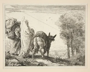 Maria holder barnet sitt i armene, fra serien Idee pittoresche sopra la fuga in Egitto (Flukten til Egypt)