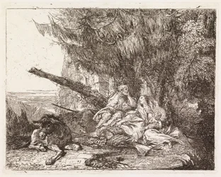 Den hellige familie hvilende under et grantre (Flukten til Egypt XXIII)