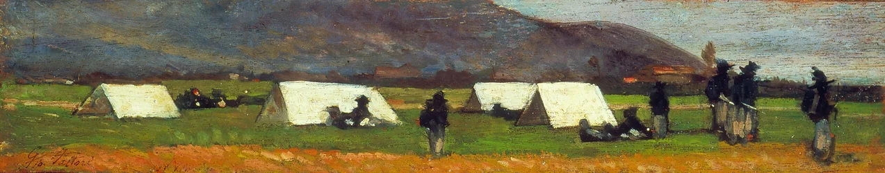 Bersaglieri-leiren, ca. 1860 (olje på plate)