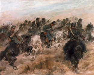 Felttoget i Italia 1859: «Det piemontesiske kavaleriets angrep». (1825-1908). Roma, Galleria Nazionale d