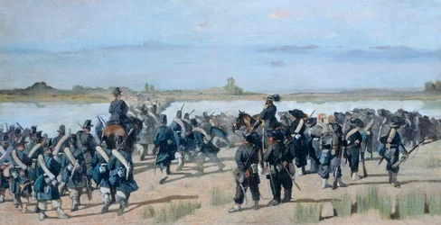 Passerer Mincio-elven, av Giovanni Fattori (1825-1908)