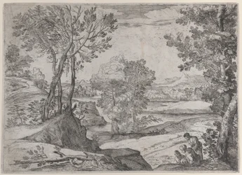 En familie sittende ved en elv, 1643.