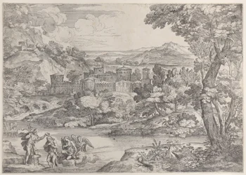 The Baptism of Christ at lower left, within a landscape, 1626-80., 1626-80.    1169134   no       norwegian Successfully Translated  Original: ""Portrait d Edouard VI (1537-1553) roi dAngleterre"" Peinture de lentourage dHans Holbein le jeune Translat: ""P