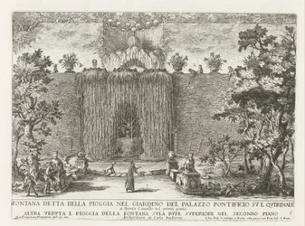Fontein in the gardenen fra Quirinal Palace i Roma Fontene kjent som regnet i hagen til pavepalasset på Quirinale (...) (tittel på objekt) Fontenene i palassene og hagene i Roma (serietittel) Fonteinen in de paleizen en tuine
