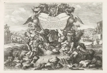Fontene med dedikasjon og våpenskjold av Livio Odescalchi Le fontane ne palazzi e ne giardini di Roma (serietittel) Fontener i palassene og hagene i Roma (serietittel)