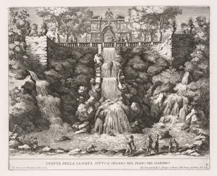 The Fountains of Rome, Bok IV, plate 21: Utsikt over kaskaden under orgelet fra hagen