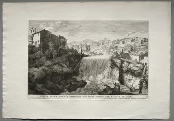 The Fountains of Rome, Bok IV, plate 27: Utsikt over hovedkaskaden av elven Aniene i Tivoli.