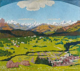 Panorama over Flims. Triptyk, midtpanel, 1904.