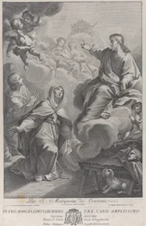 Saint Margarita av Cortona, knelende foran Kristus, etter Pietro Andrea Pucciardi ..., ca. 1702-1741