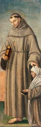 St. Frans og kommisjonær, hengsel i triptyk som viser fødsel med hellige Frans og Bartolomeus med to givere