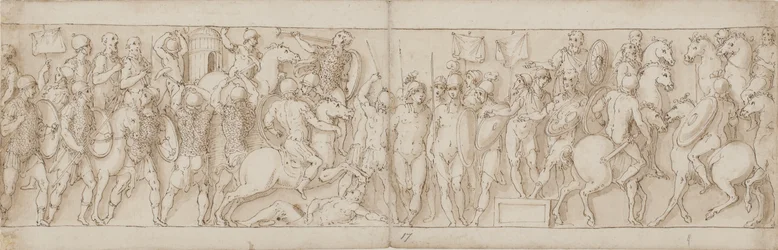 En sarmatisk landsby blir ødelagt under øynene til keiseren (XCVIII og begynnelsen av IC); barbarer ser på fra et stativ (CVI); Marcus Aurelius mottar en ridende tysk budbringer til hest (CVII)