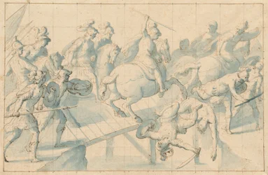 Et slag på en bro, ca. 1600 (penn og blekk)