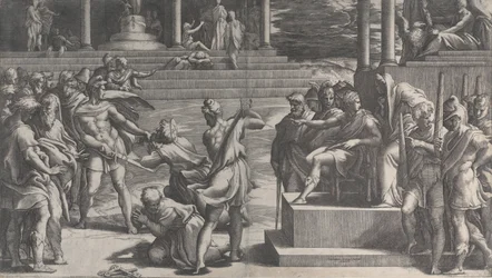 Saint Pauls martyrium og fordømmelsen av Saint Peter, 1524-27.