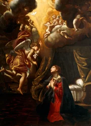 Annunciation, av Giovanni Lanfranco (1582-1647), olje på lerret, 76x55 cm