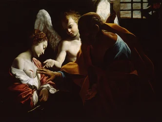 Saint Agatha deltatt av Saint Peter and an Angel in Prison, ca 1614