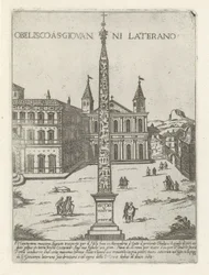 Lateran-obelisk bak St. John Lateran i Roma Obelisco a S. Giovanni Laterano (tittel på objekt) Moderne og gamle monumenter og bygninger i Roma (serietittel) Ornamenti di fabriche antichi et moderni dell