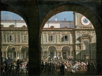 Domenico Pino snakker til publikum på Mercanti-plassen i Milano, 21. april 1814 (maleri