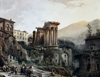 Vesta-tempelet i Tivoli, av Giovanni Migliara (1785-1837), Italia
