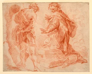 Tegning, stående og knestående figurer, 1735–1740