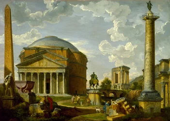 Fantasiutsikt med Pantheon og andre monumenter i det gamle Roma