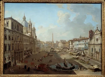 Piazza Navona i Roma (Piazza Navona, Roma). Maleri av Giovanni Paolo Pannini (Panini) (1691-1765)