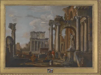 Ruiner med tempelet til Antoninus og Faustina (olje på lerret)