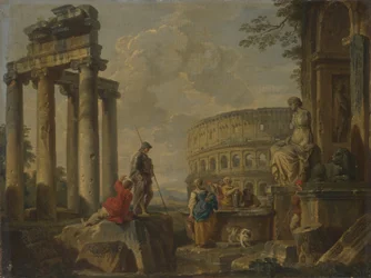 Colosseum blant romerske ruiner, ca. 1730