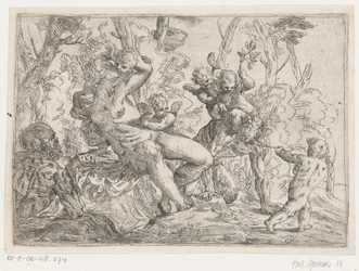 En satyr fanget av putti og Venus
