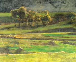 Ved stang av Giovanni Segantini (1858-1899), olje på lerret