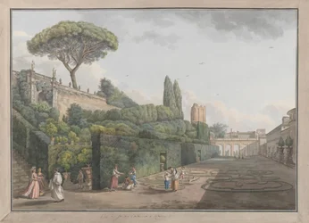 Garden of Palazzo Colonna, ca. 1780. Skapere: Giovanni Volpato, Louis Ducros.