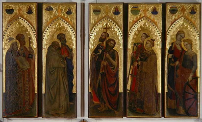 Hellige, jomfruer og martyrer, ca. 1350-60 (tempera på panel)