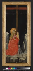 Maria Magdalena omfavner korset, omvendt (tempera og gull på panel)