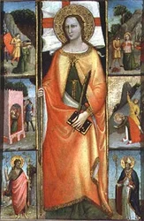 St. Reparata, med Scenes of Martyrdom og SS. Døperen Johannes og Nicolas (tempera på panel)