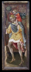 Den hellige Christopher bærer Jesus Kristus på sine skuldre. Maleri av Giovanni Di Paolo Di Grazia (Giovanni dal Poggio