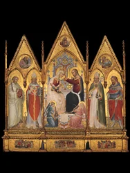 Jomfruens kroning og helgener, 1394.