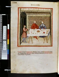 Theatrum sanitatis av Ububchasym de Baldach: #39;Panis Milij#39;, første tiår av 1300-tallet (miniatyr)