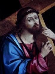 Kristus bærer korset, av Girolamo Marchesi kjent som Cotignola (ca. 1471–1540), tempera på lerret, 41x56 cm.