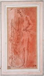 Bacchus (penn og brunt blekk og vask på papir)