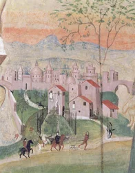 Utsikt over Prato City, detalj fra korsfestelsen, fra Kapittelhuset, 1509