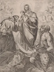 Jomfruen med de hellige Hieronymus og Frans, 1660-80.