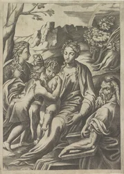 Hellig familie med den unge døperen Johannes og Maria Magdalena