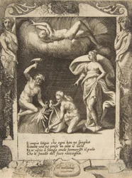 Litigium fjernet fra kroppen til Chaos mens moren kastes opp i luften, satt med..., 1531-76.