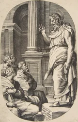 Saint Paul Preaching, en oval komposisjon, 1547.